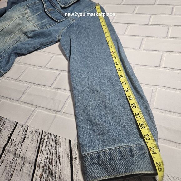 Blue  Denim Jacket With Grey detachable Hood with pockets long sleeve med denim - Picture 10 of 10